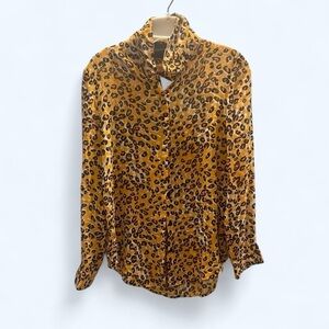 MinkPink stunning mobwife leopard print cutout ladies button up blouse size SM